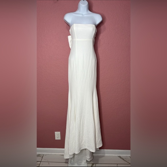 Lulus-Perfectly Romantic White Strapless Bow Mermaid Maxi Dress (XS) - Picture 5 of 7